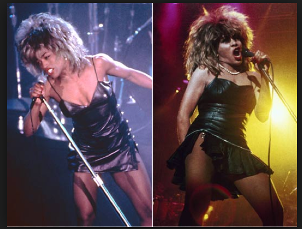Angela Bassett (right) playing Tina Turner (left)