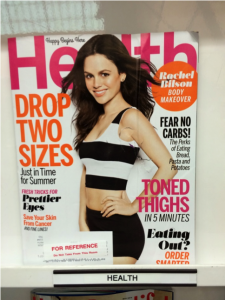 I was disturbed to find this "Health" magazine in the library while researching sound information about taking care of our bodies. Note the slogan above the title: "Happy Begins Here."
