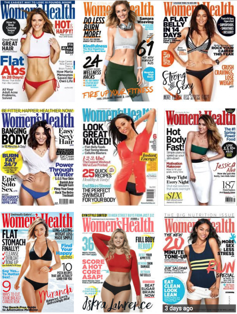 A set of women's health magazines