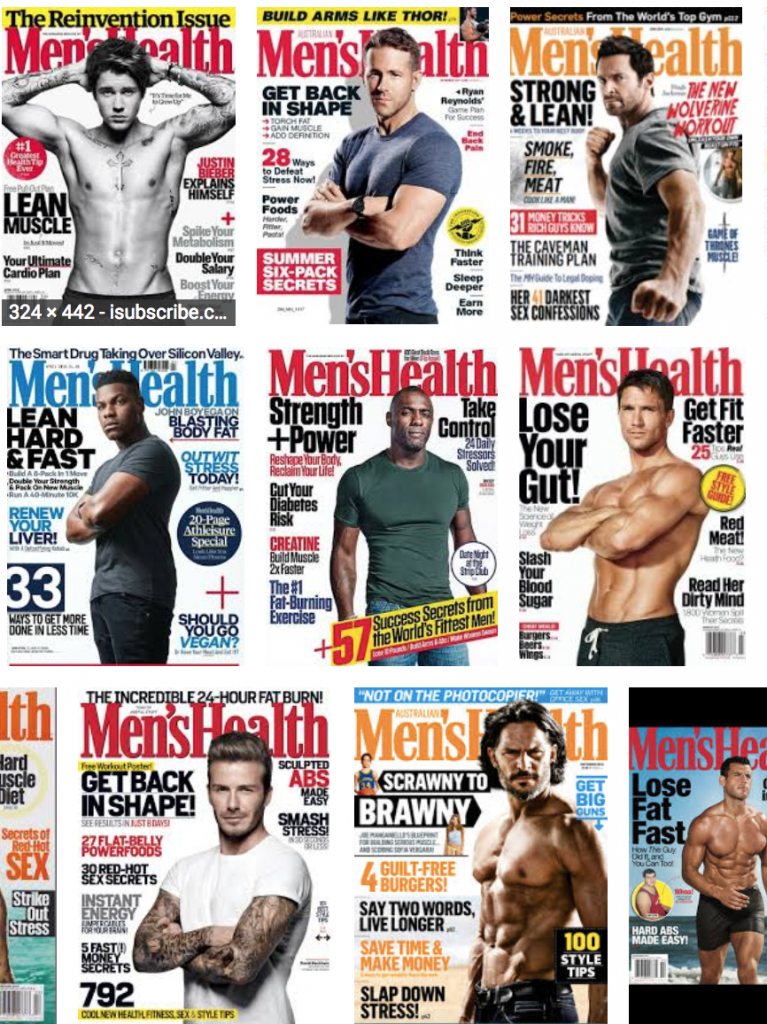 Group of Men's Health magazine covers